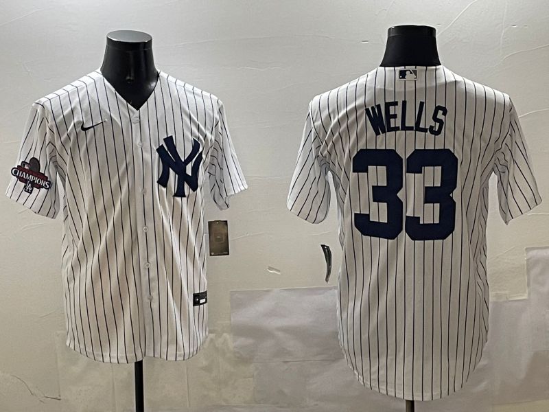 Men New York Yankees 33 Wells White Stripe Game 2025 Nike MLB Jersey style 4